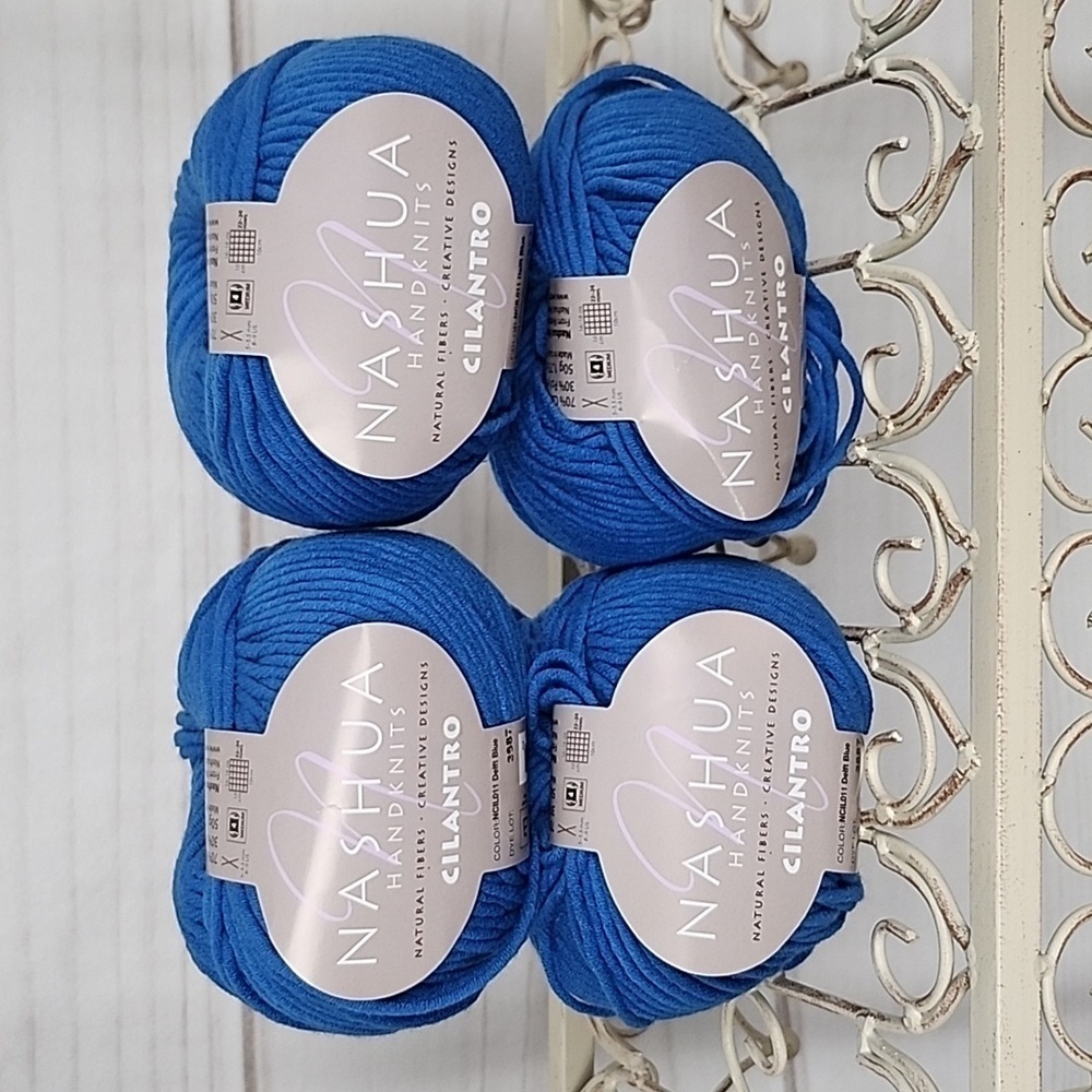 Nashua Cilantro 536 Yds 4 Cakes Delft Blue Cotton Blend Yarn NWT